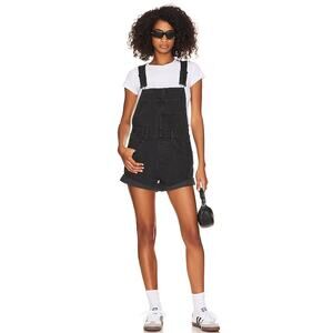 Free People Women's "Ziggy" Shortall Overalls in Mineral Black
